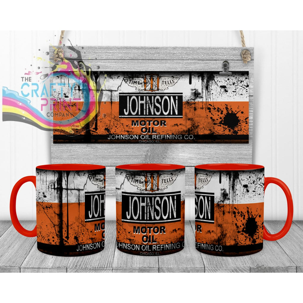 Johnson Motor Oil Dirty Mug - Red Handle & Inner - Mugs