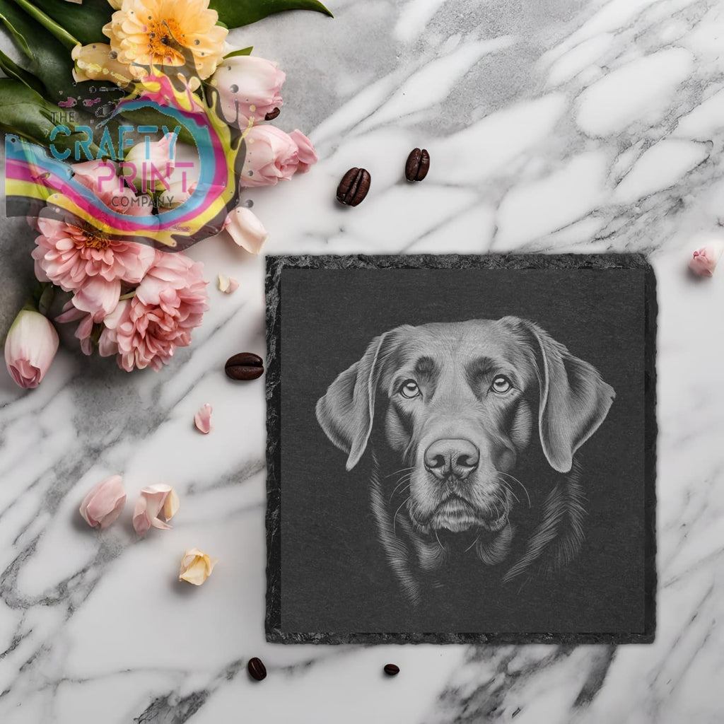 Labrador Engraved Slate Coaster - Square / 2