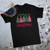 Merry Christmas Pink Trees T-shirt - Black - Shirts & Tops