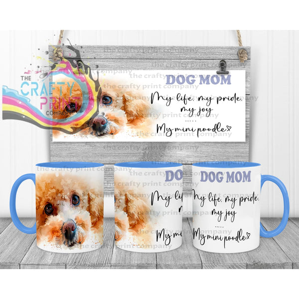 Mini Poodle Dog Mom Mug - 11oz Ceramic / Blue Handle &