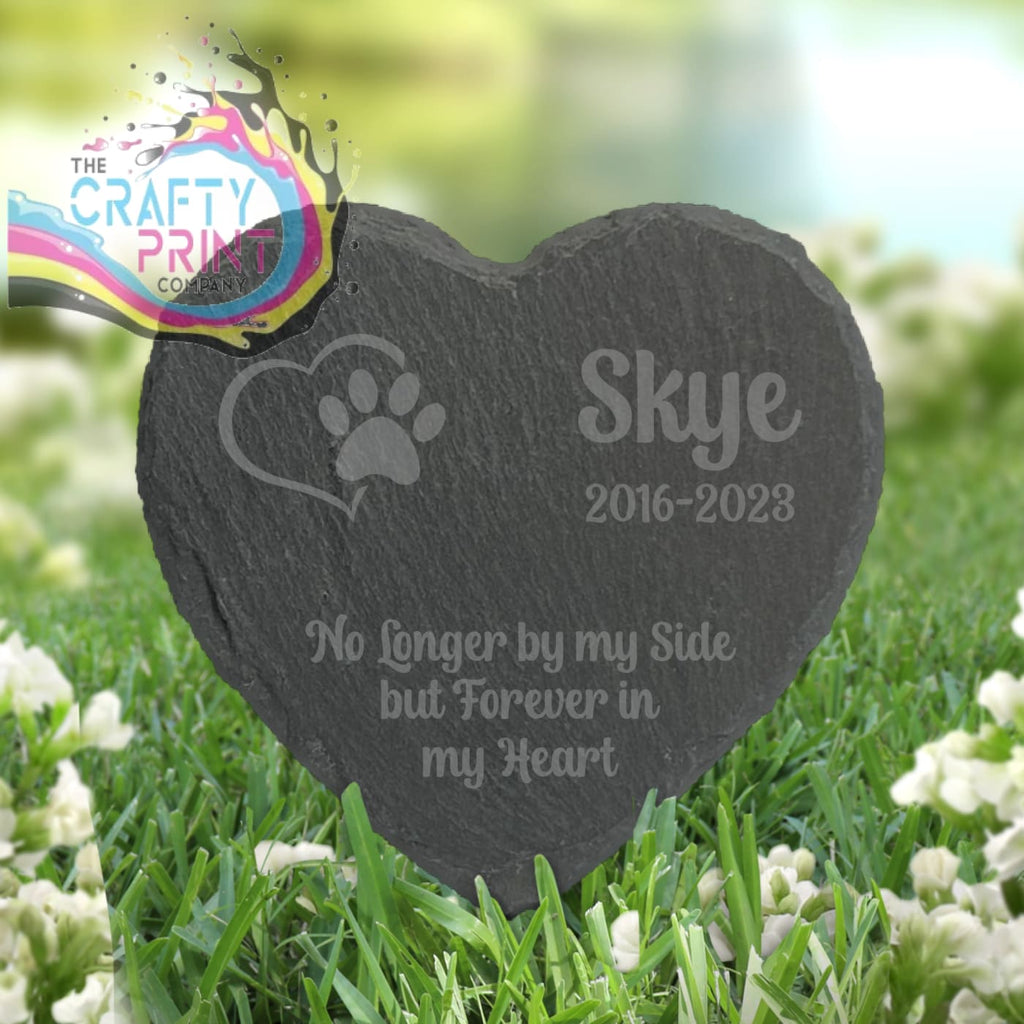 No Longer by my side Pet Engraved Memorial Heart Slate