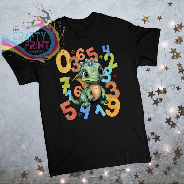 Numbers Dinosaur Children’s T-shirt - Black - Shirts & Tops