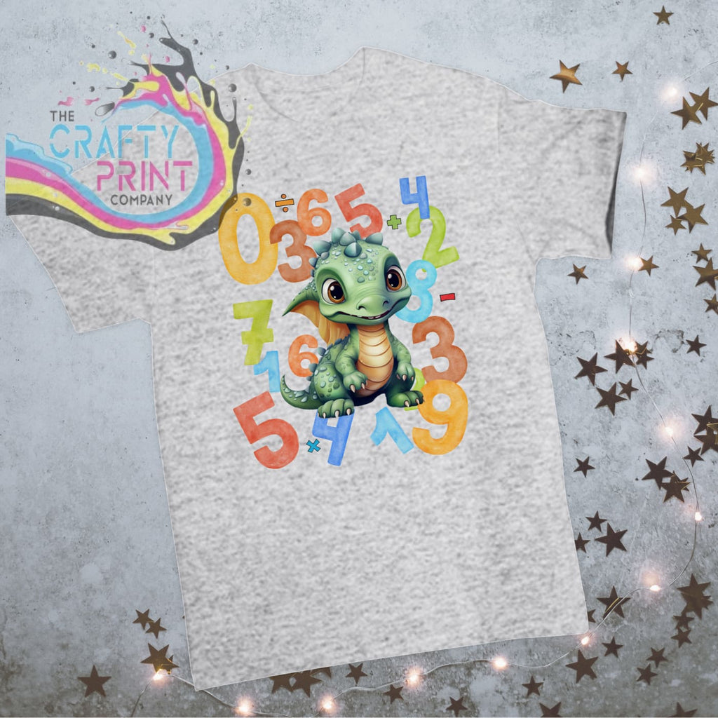 Numbers Dinosaur Children’s T-shirt - Grey - Shirts & Tops