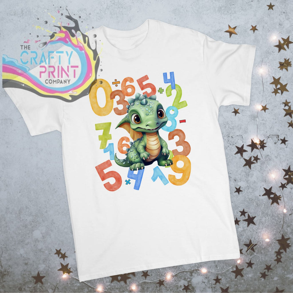 Numbers Dinosaur Children’s T-shirt - White - Shirts & Tops