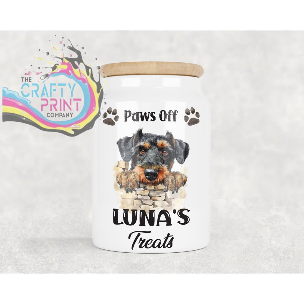 Personalised Airedale Terrier Dog Treat Jar - storage jar