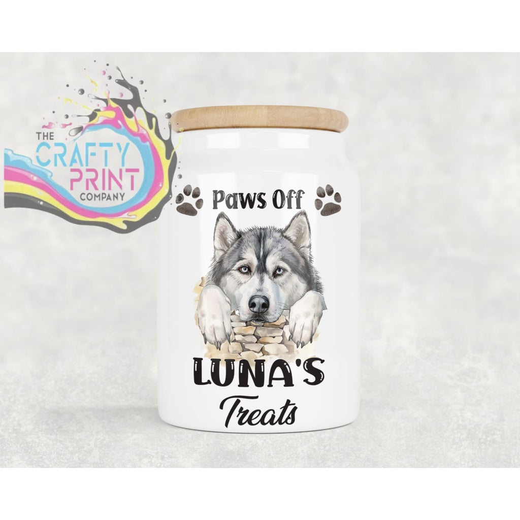 Personalised Alaskan Malamute Dog Treat Jar - storage jar