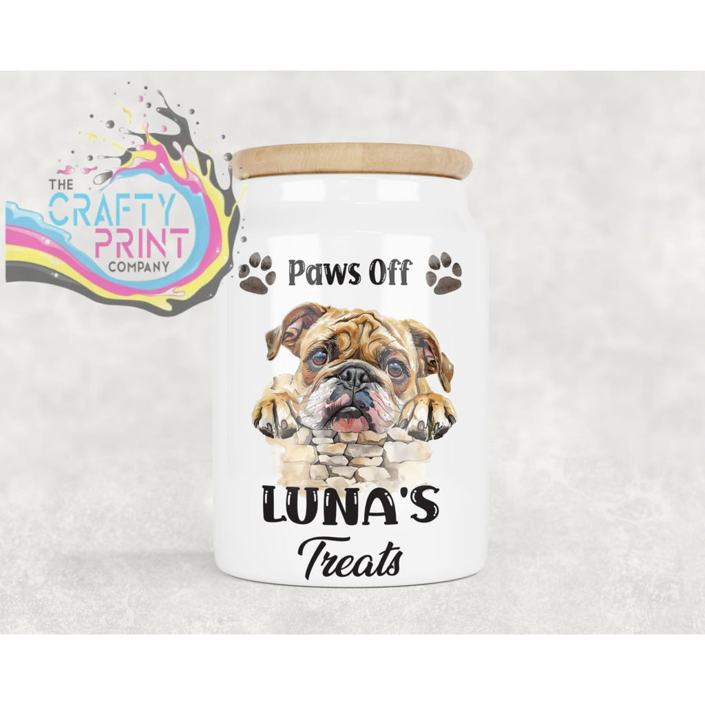 Personalised Bulldog Dog Treat Jar - storage jar