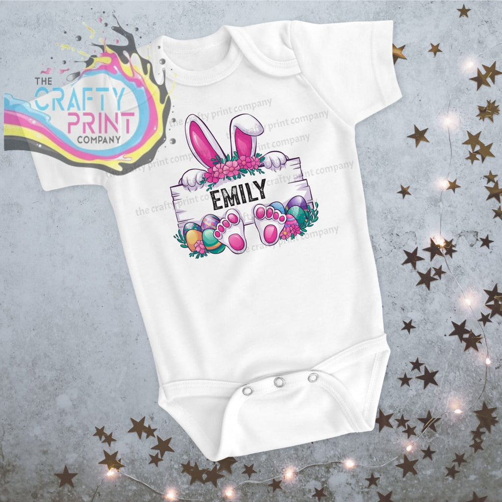 Personalised Easter Bunny Name Frame Baby Vest - One-Pieces