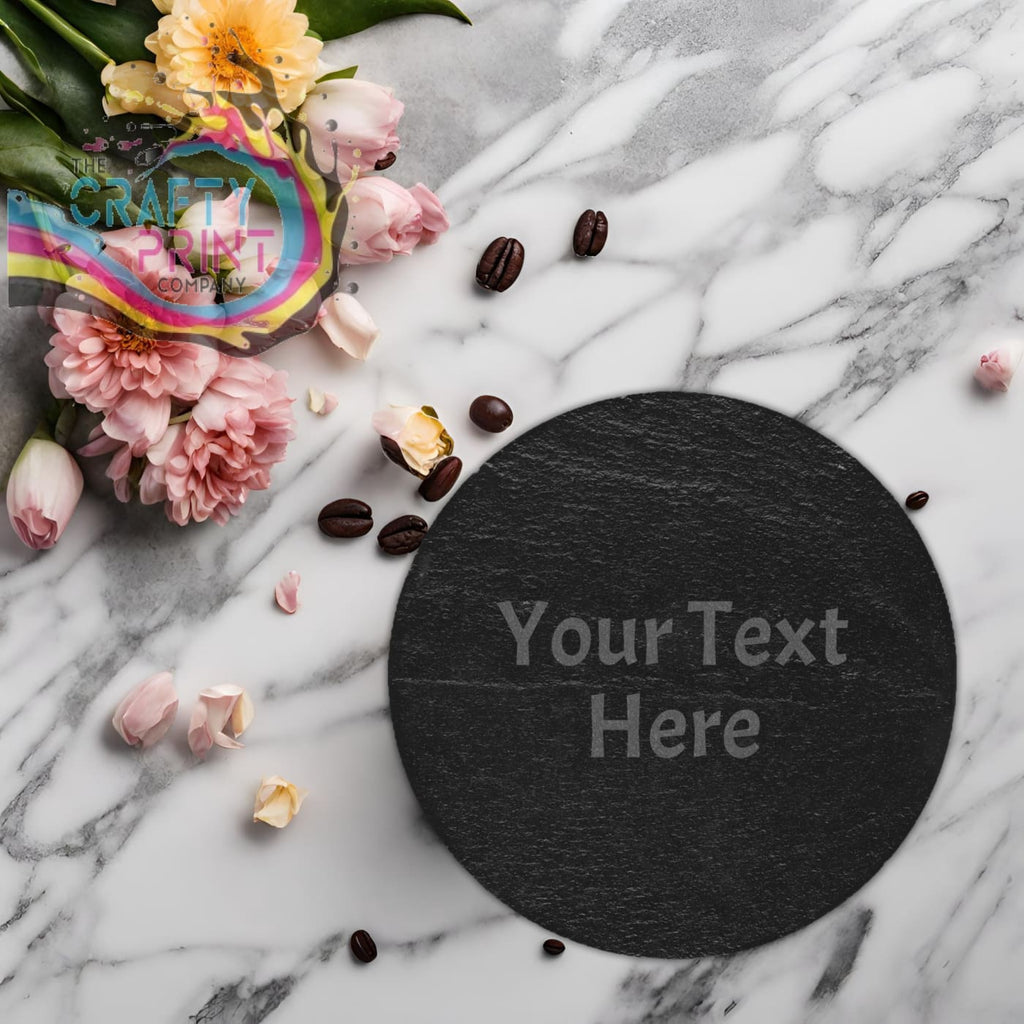 Personalised Engraved Slate Coaster - Round / Font 1