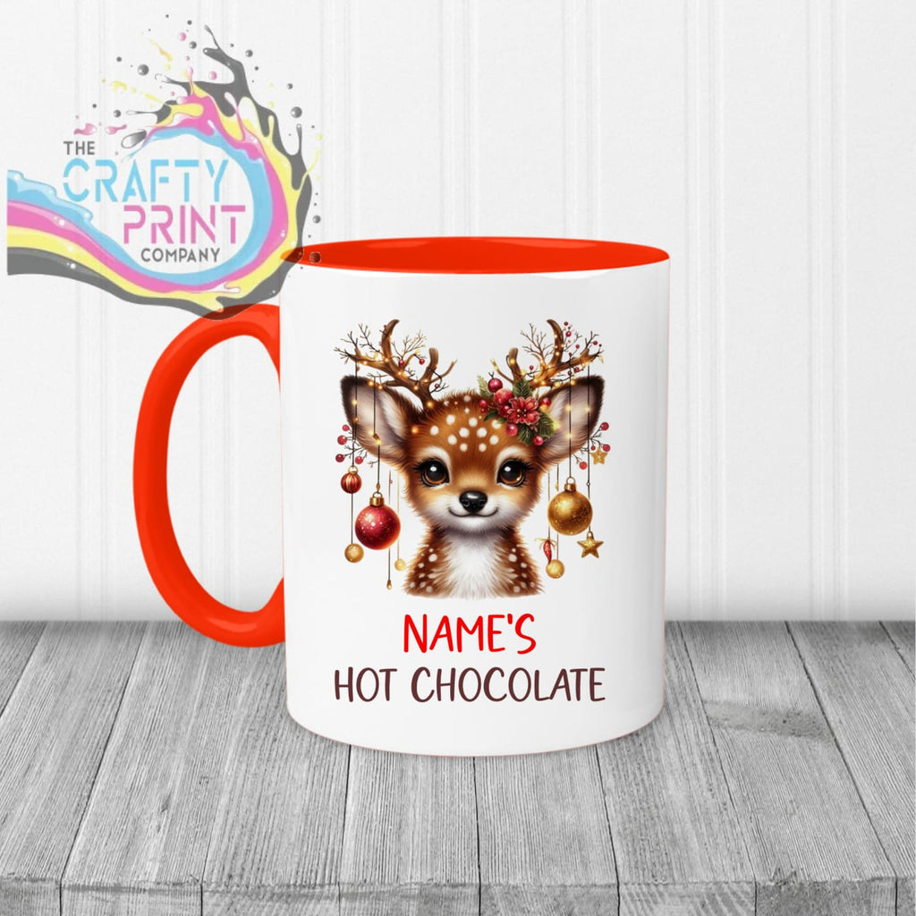 Personalised Hot Chocolate Reindeer Mug - 11oz Ceramic