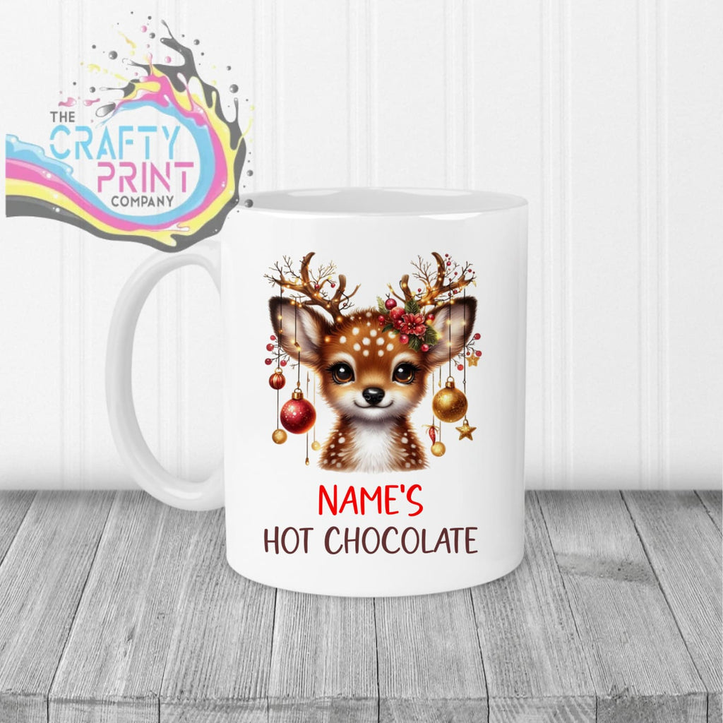 Personalised Hot Chocolate Reindeer Mug - 11oz Ceramic