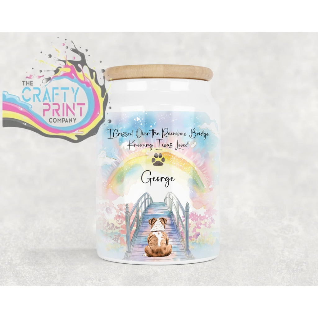 Personalised I crossed over Rainbow Bridge Storage Jar