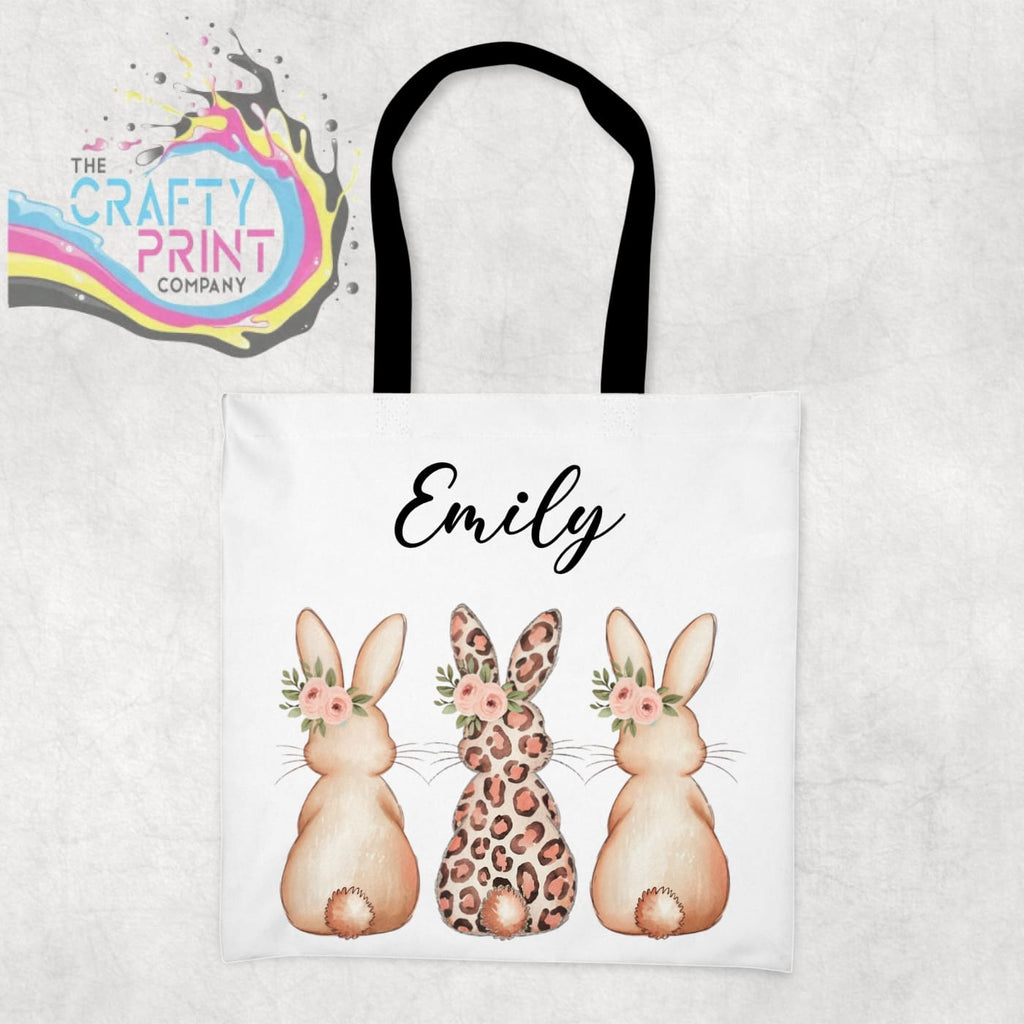 Personalised Leopard Bunny Tote Bag - Black - Shopping Totes