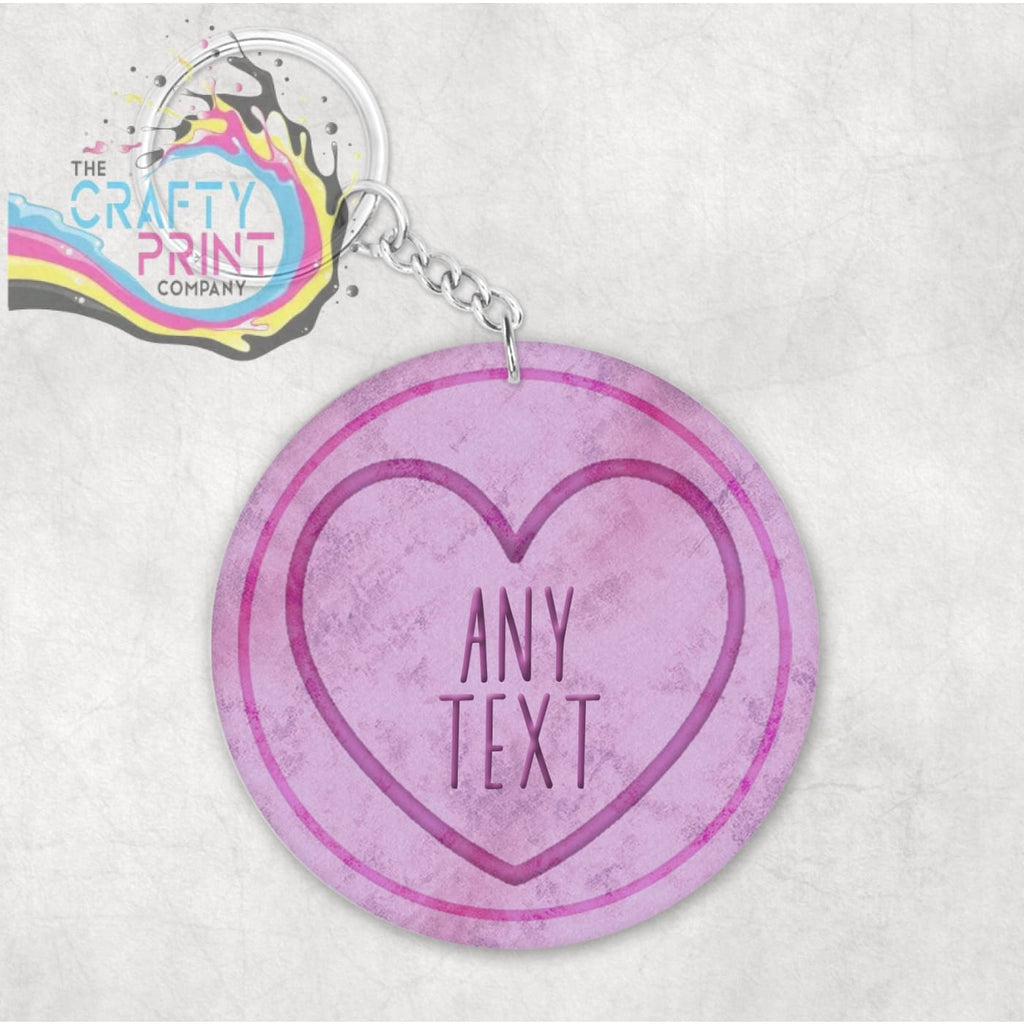 Personalised Love Hearts Acrylic Keyring - Purple