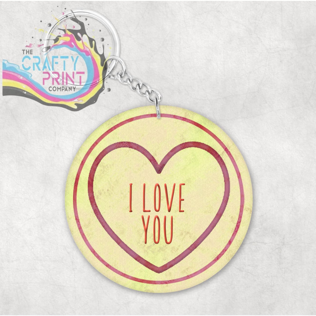 Personalised Love Hearts Acrylic Keyring - Yellow