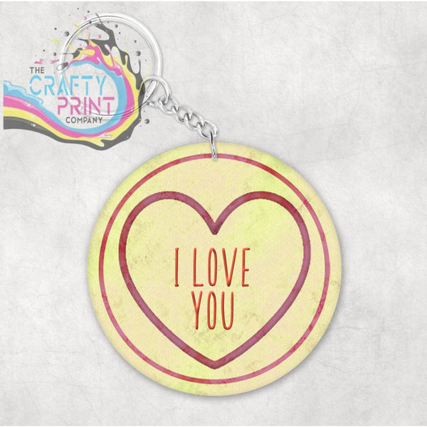 Personalised Love Hearts Acrylic Keyring - Yellow