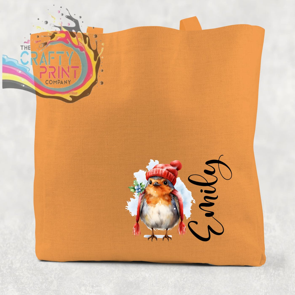 Personalised Robin Cotton Tote Bag - Orange - Shopping Totes