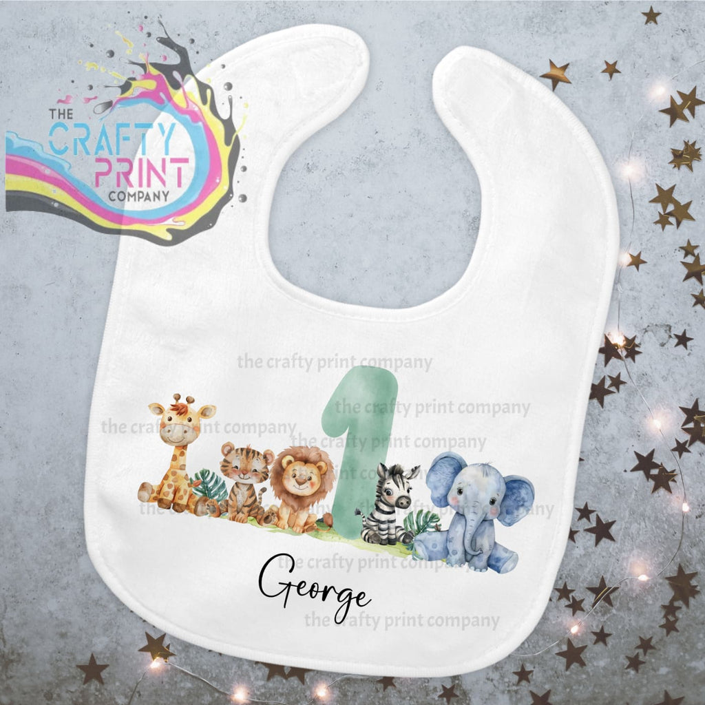 Personalised Safari Animals Birthday Baby Bib - & Toddler