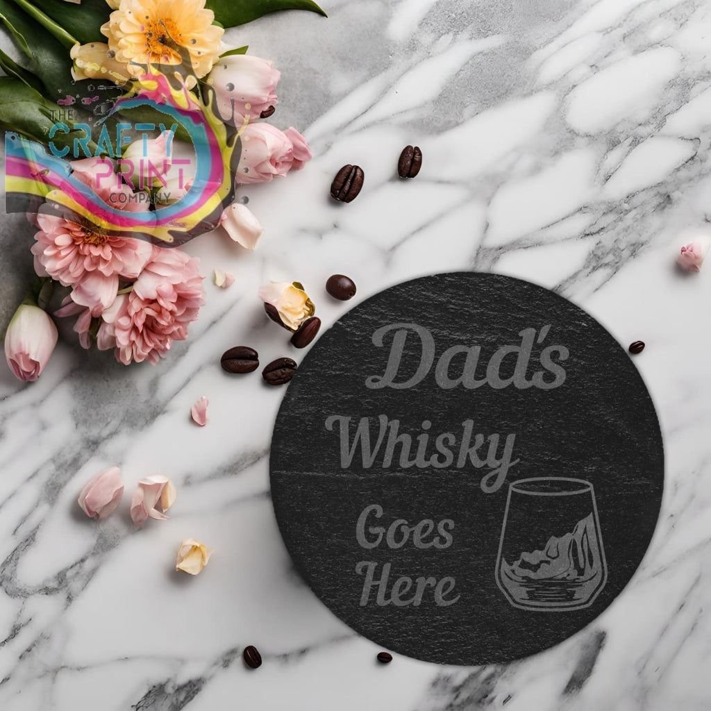 Personalised Whisky Goes Here Engraved Slate Coaster - Round