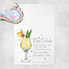 Pina Colada Cocktail Recipe Tea Towel - Kitchen Towels