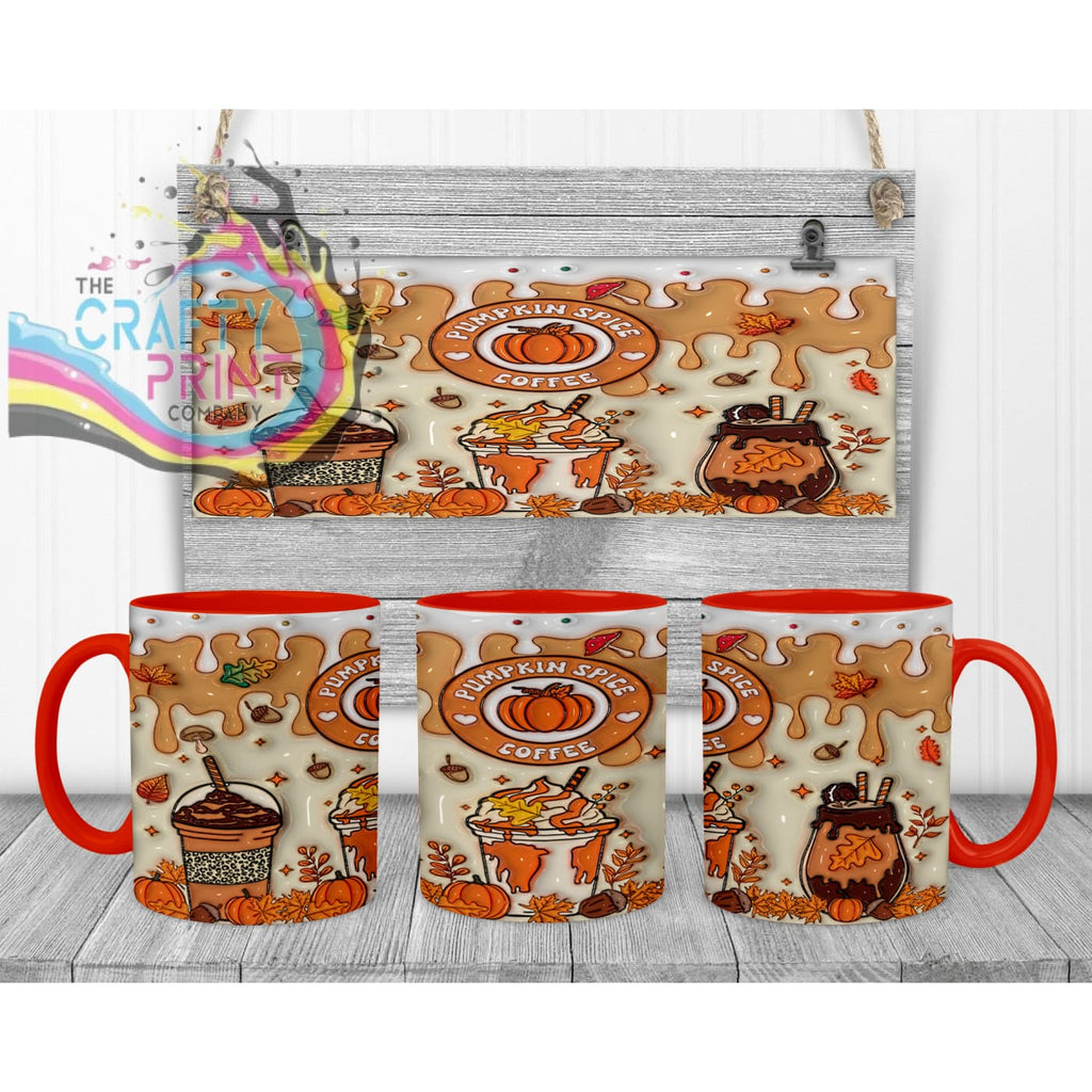 Pumpkin Spice Coffee Mug - 11oz Ceramic / Red Handle &