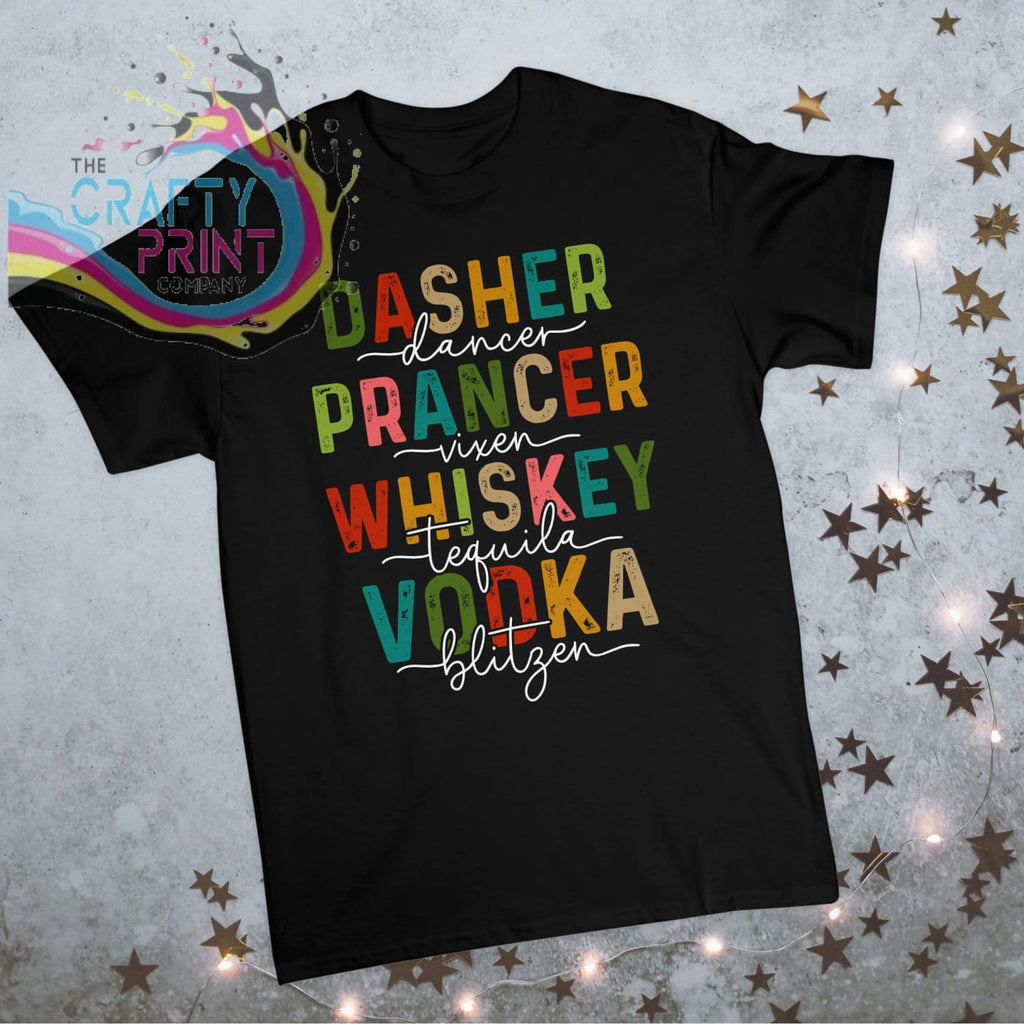 Reindeer Drink Funny Christmas T-shirt - Black - Shirts &