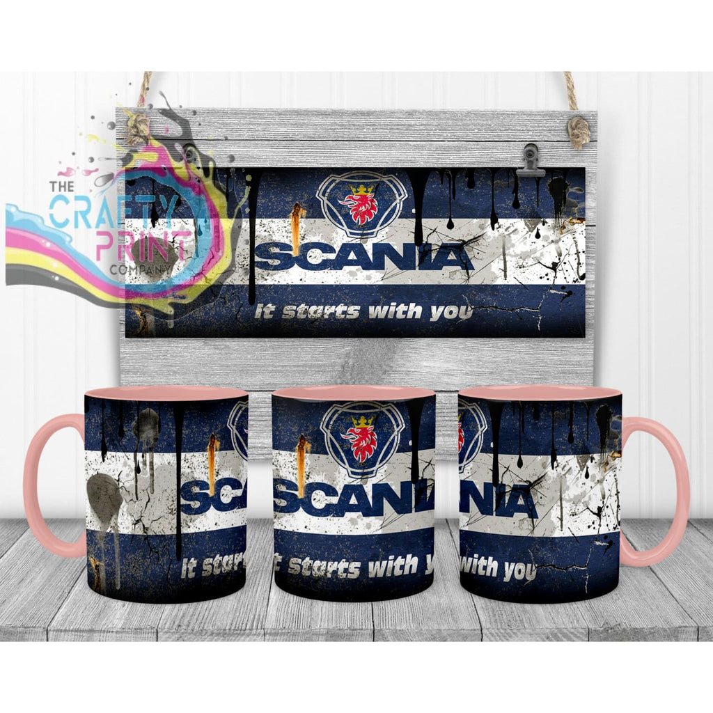 Scania Dirty Mug - Pink Handle & Inner - Mugs