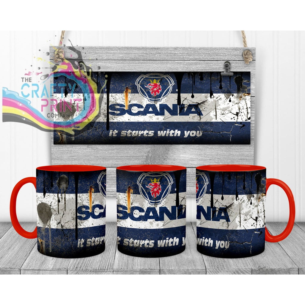 Scania Dirty Mug - Red Handle & Inner - Mugs