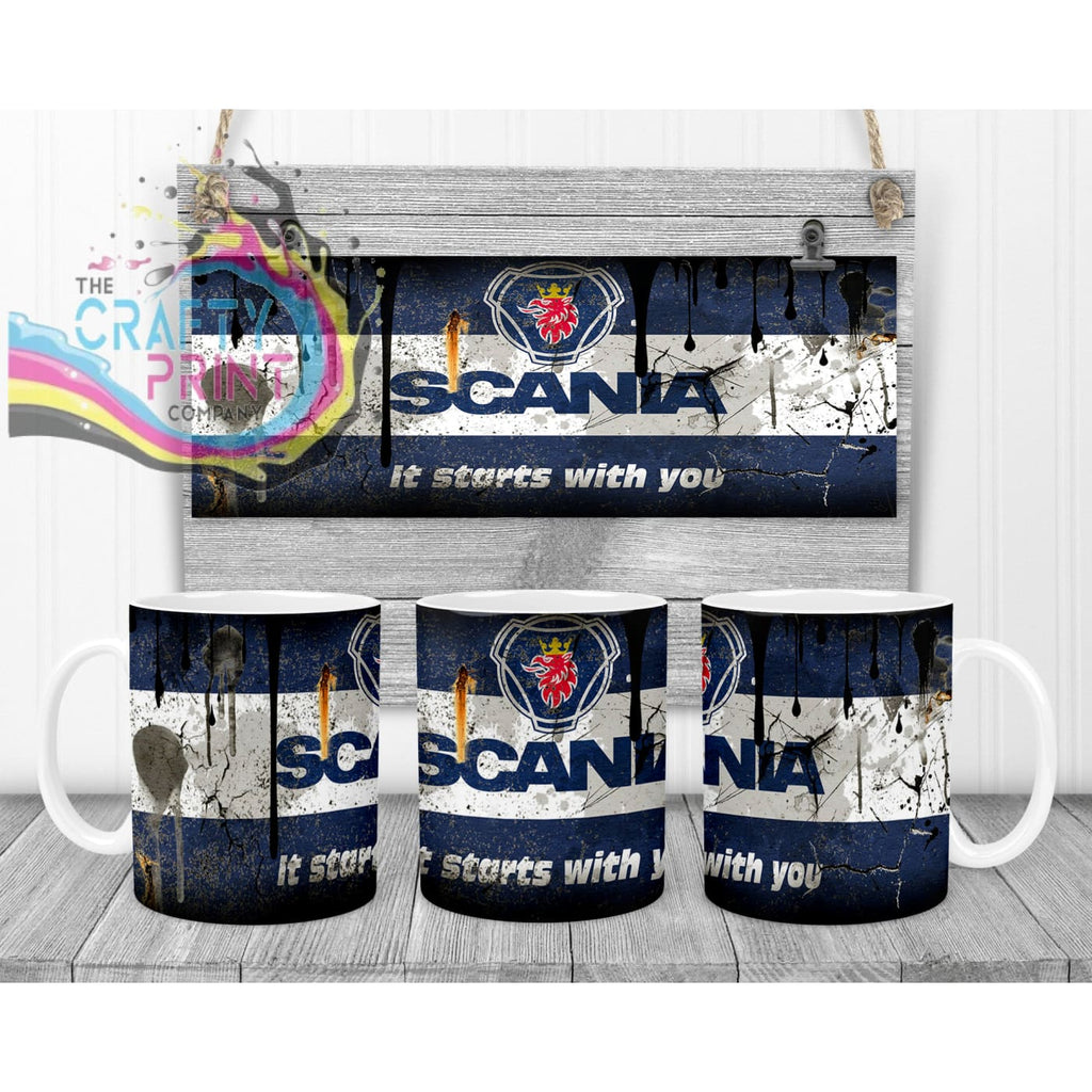 Scania Dirty Mug - White Handle & Inner - Mugs