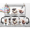 Sheep Funny Faces Mug - Black Handle & Inner - Mugs