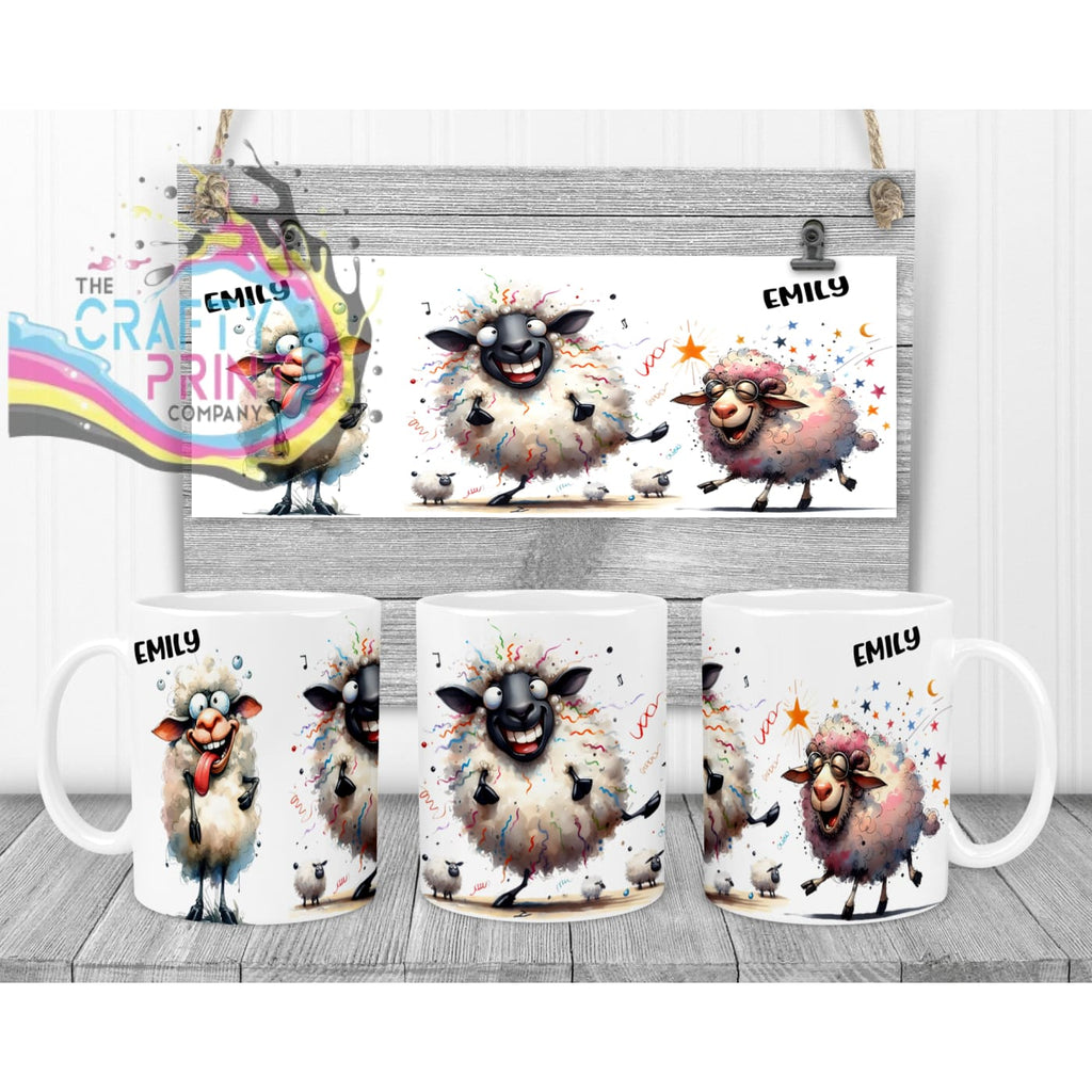 Sheep Funny Faces Mug - White Handle & Inner - Mugs