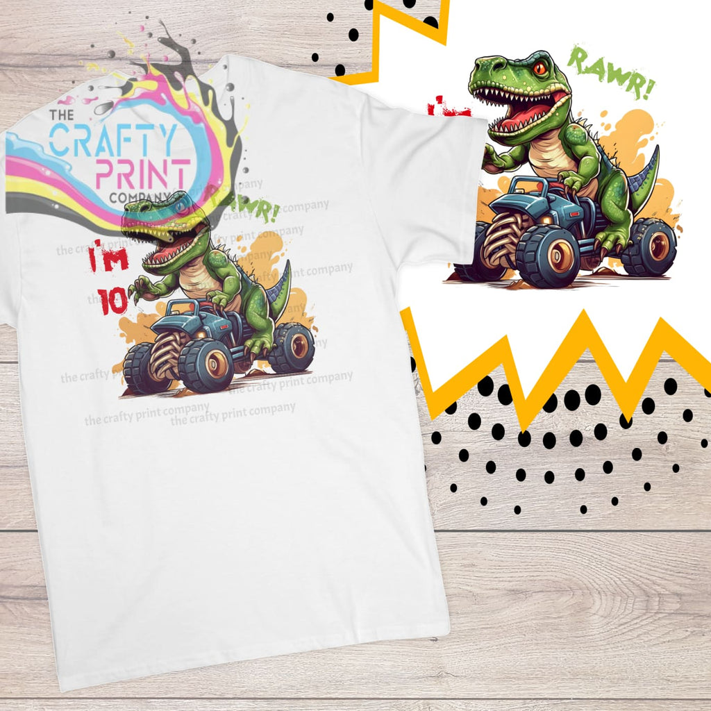 T-Rex Monster Truck Age Birthday Children’s T-shirt - Ten