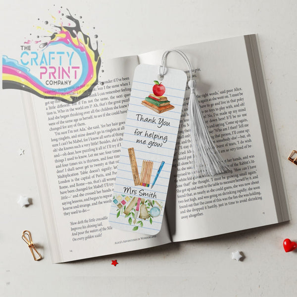 Thank You for helping me grow Personalised Bookmark