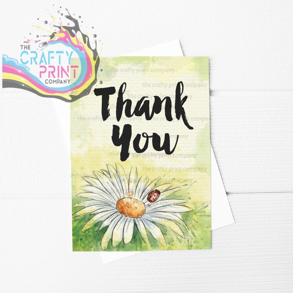 Thank You Watercolour Flowers A5 Card - Daisy Ladybird