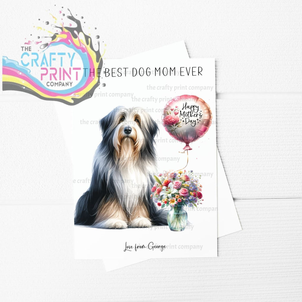 The Best Dog Mom Ever Bearded Collie Personalised A5 Card