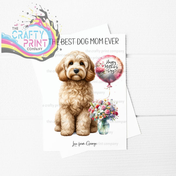 The Best Dog Mom Ever Cockapoo Personalised A5 Card - Sand