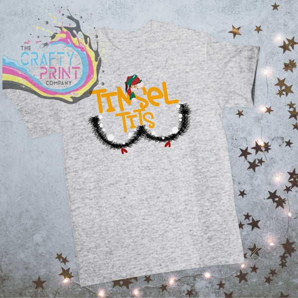 Tinsel Tits Christmas T-shirt - Ash Grey - Shirts & Tops