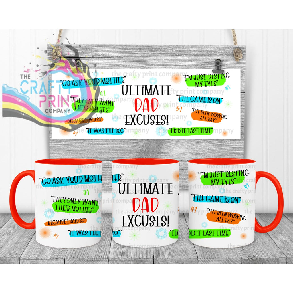 Ultimate Dad Excuses Mug - Red Handle & Inner - Mugs