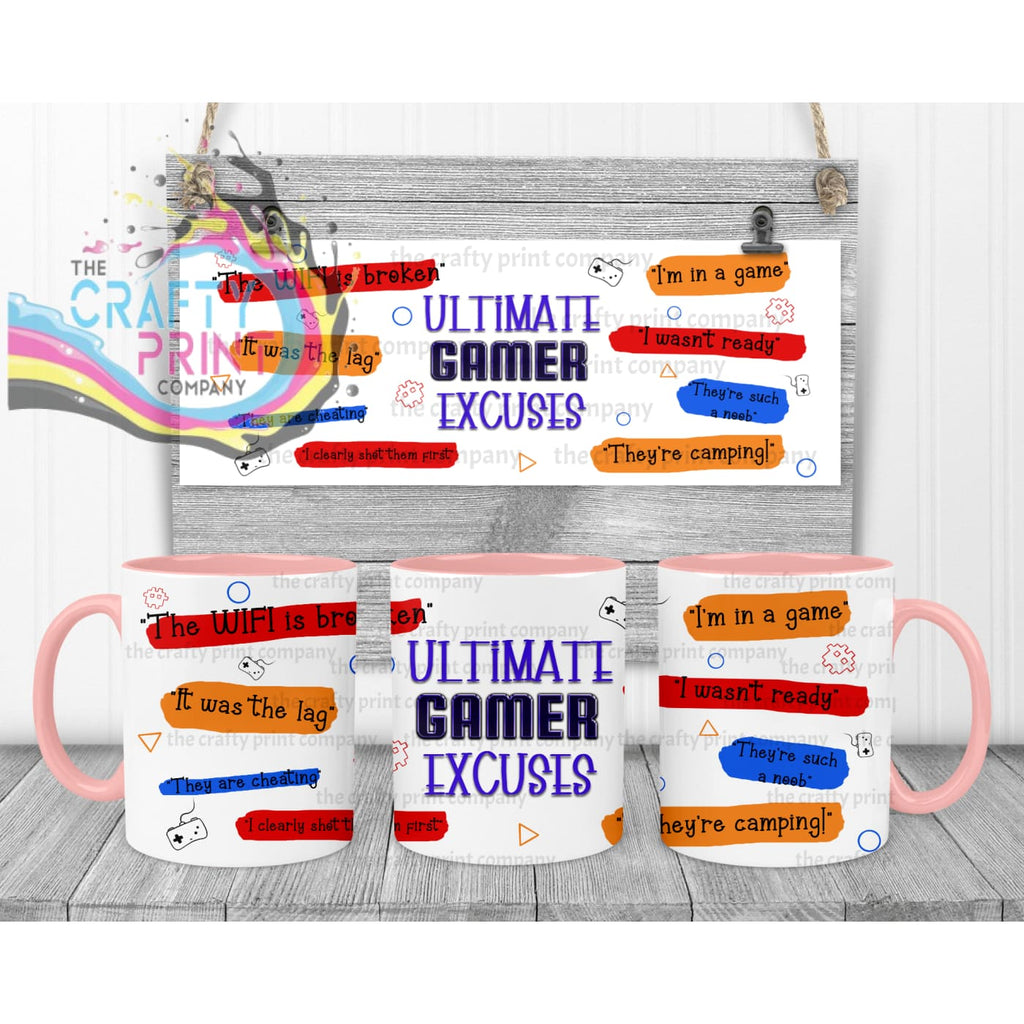 Ultimate Gamer Excuses Mug - Pink Handle & Inner - Mugs