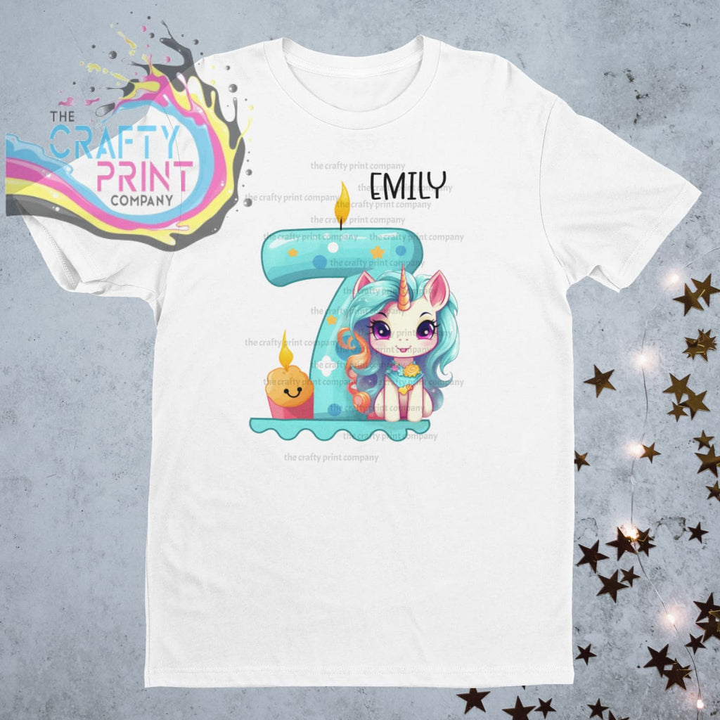 Unicorn Age Birthday Children’s T-shirt - Seven - Shirts