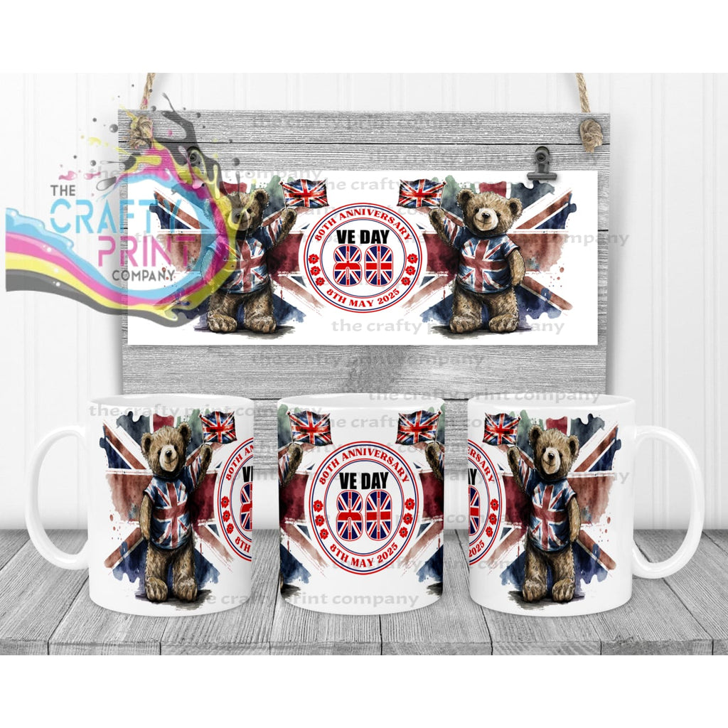 VE Day Teddy Mug - White - Mugs