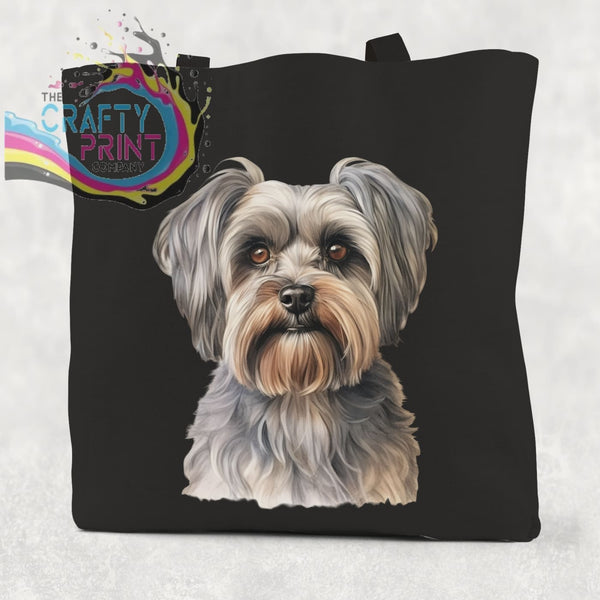 Yorkshire Terrier Cotton Tote Bag - Black - Shopping Totes