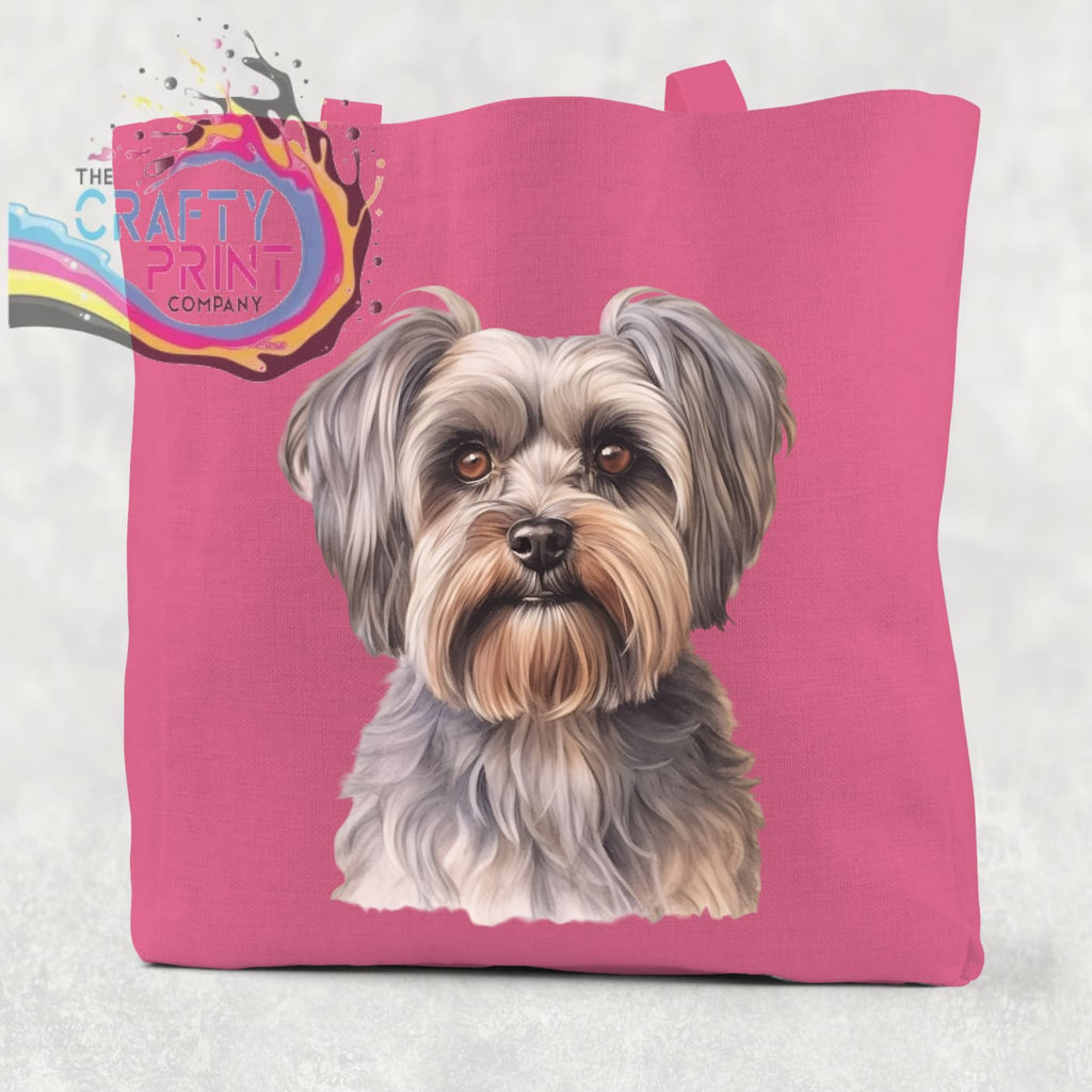 Yorkshire Terrier Cotton Tote Bag - Hot Pink - Shopping