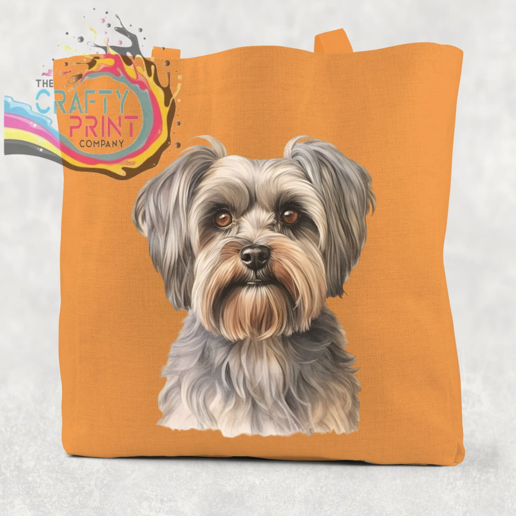 Yorkshire Terrier Cotton Tote Bag - Orange - Shopping Totes