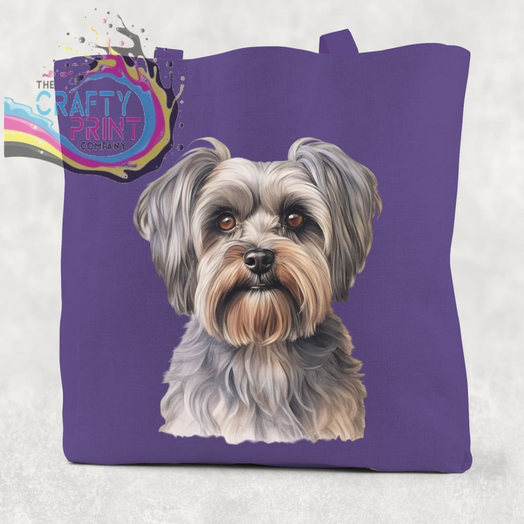 Yorkshire Terrier Cotton Tote Bag - Purple - Shopping Totes