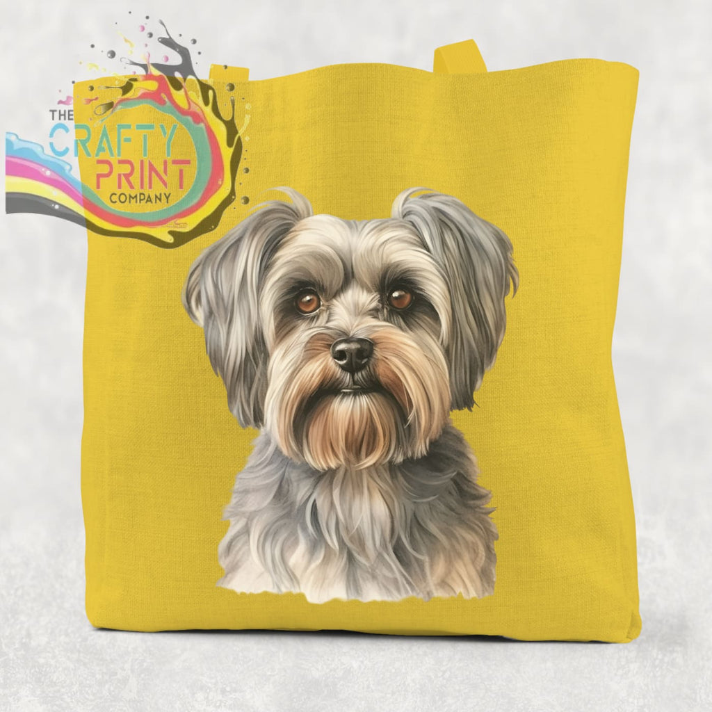 Yorkshire Terrier Cotton Tote Bag - Yellow - Shopping Totes