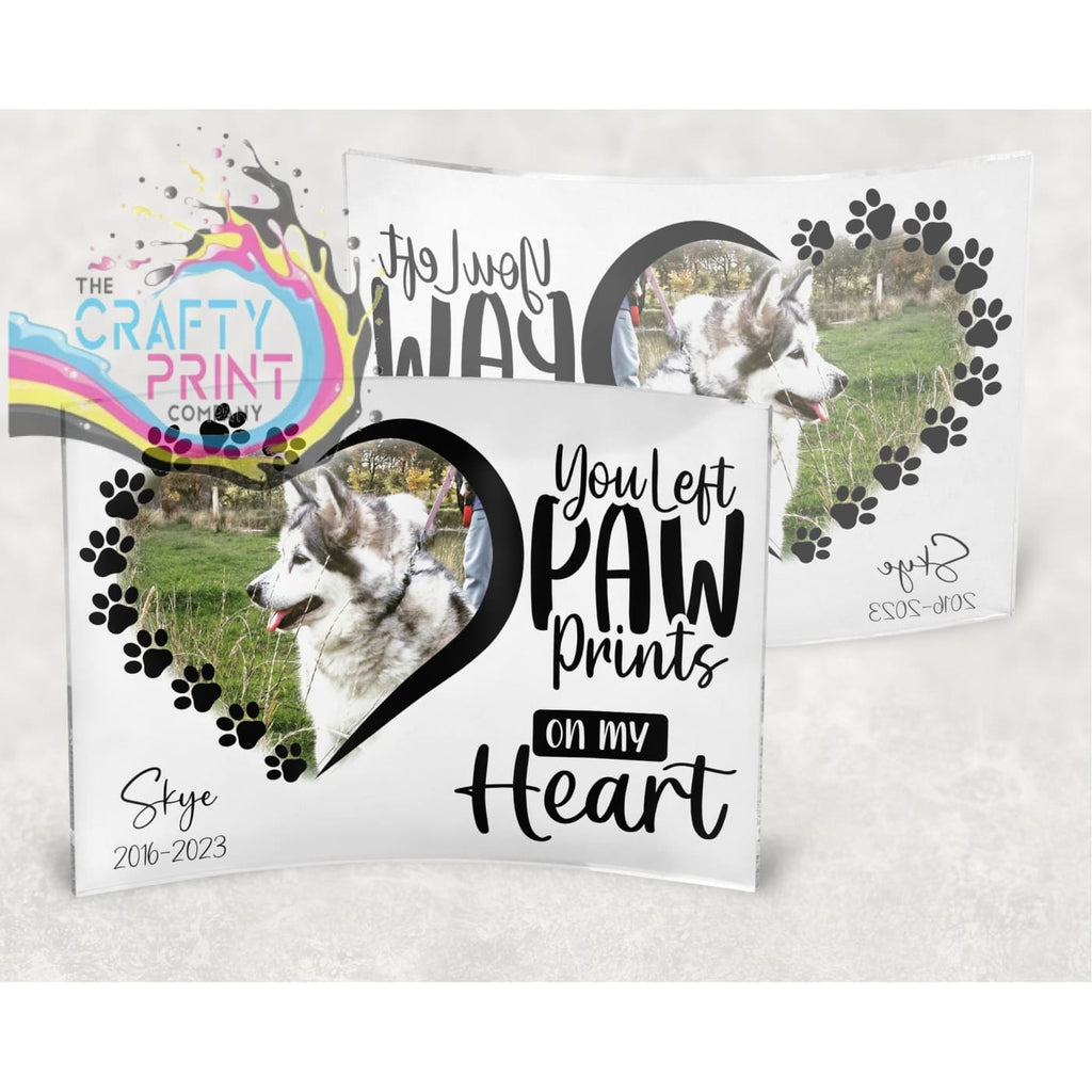 You left paw prints Pet Memorial Freestanding Curved