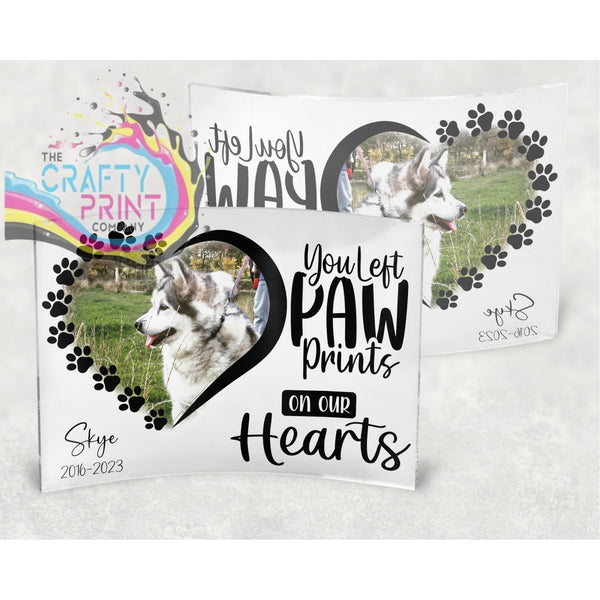 You left paw prints Pet Memorial Freestanding Curved