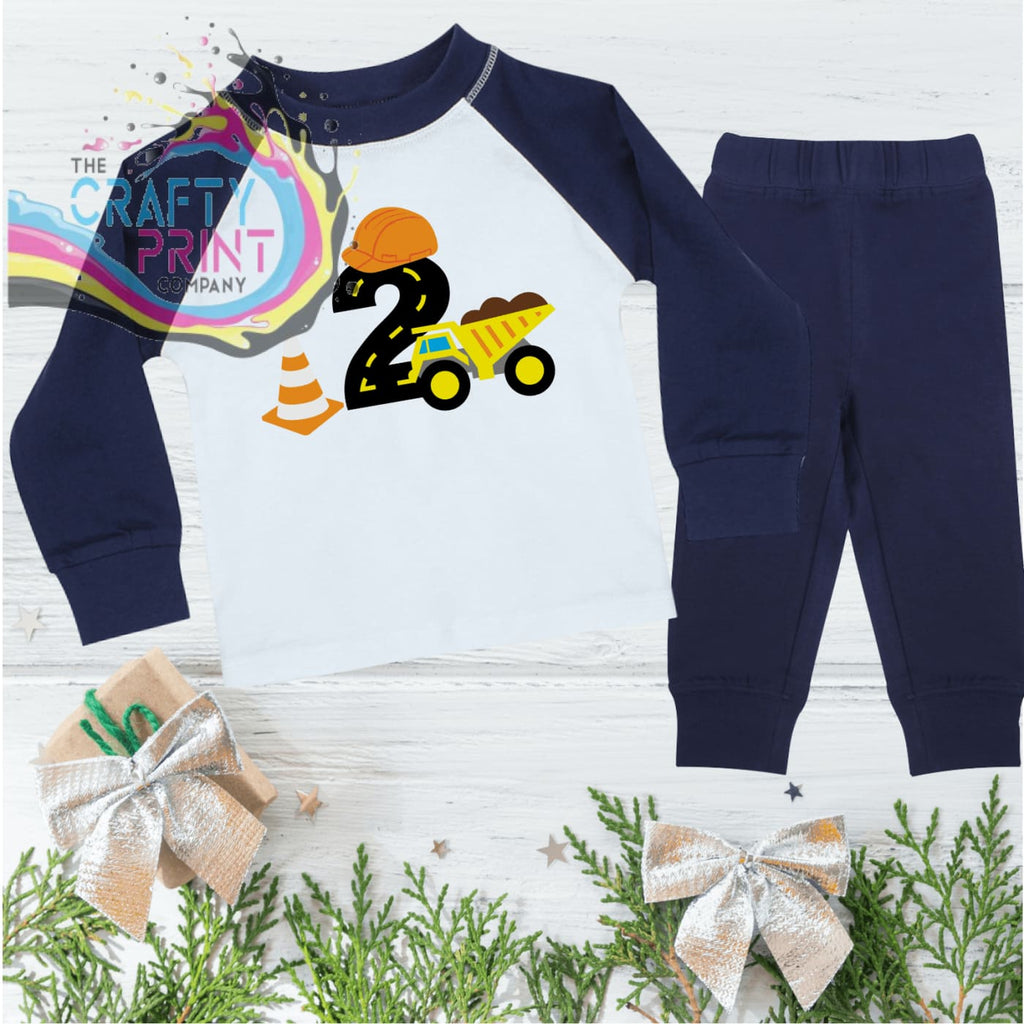 2 Construction Birthday Pyjamas - Blue