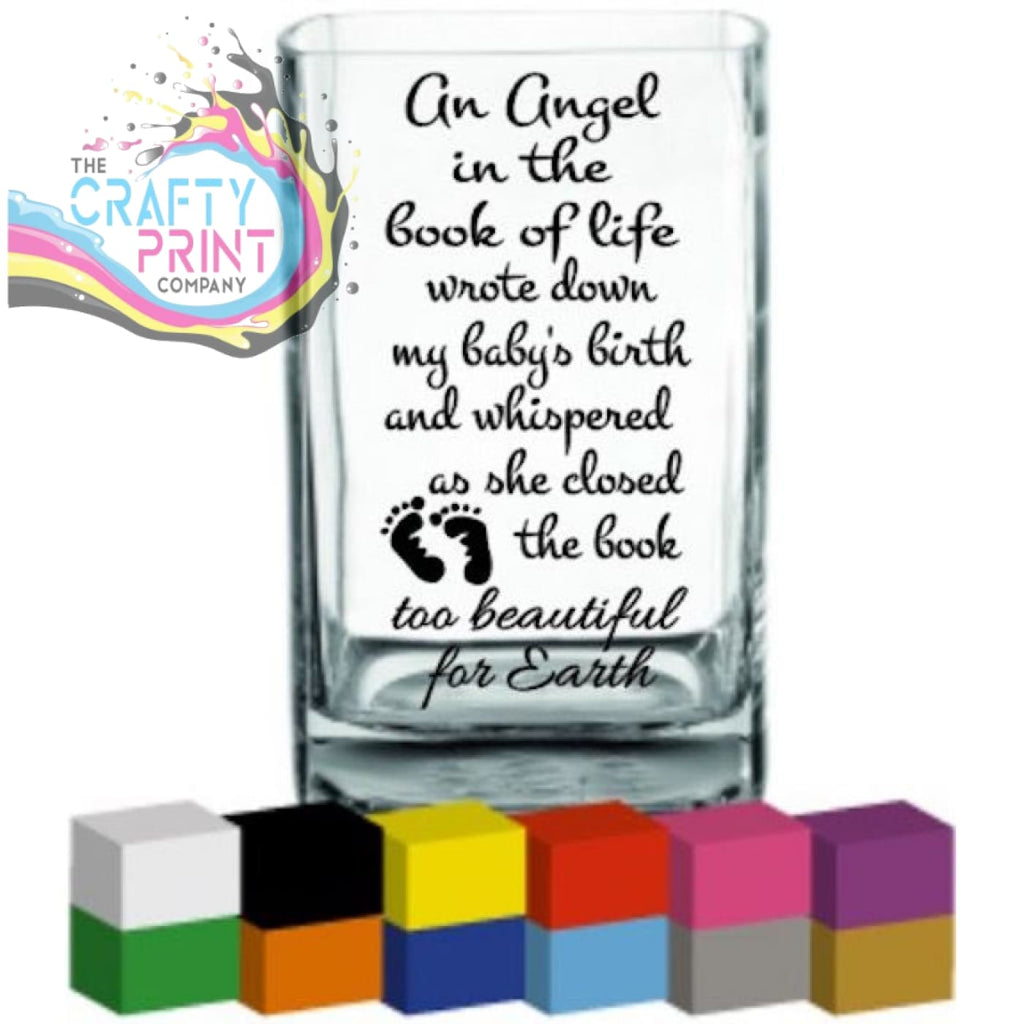 An angel in the book of life Vase Decal Sticker